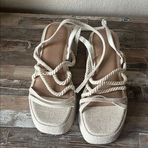 Cream platform strappy sandal